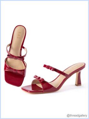 Women Bow Heeled Sandals Open Toe Comfort Cute Stability Heels